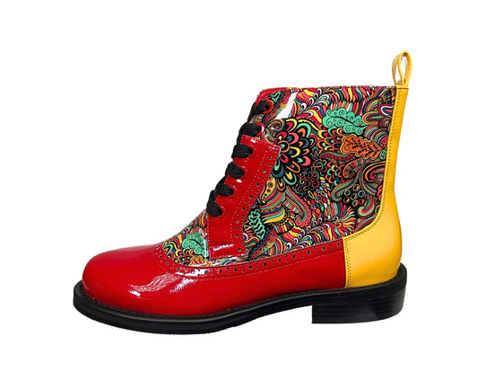 CHELSEA RED LACE PAISLEY BOOTIE (NEW ARRIVAL)