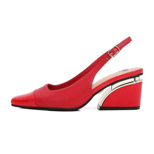 HAZEL RED SLING BACK PUMP