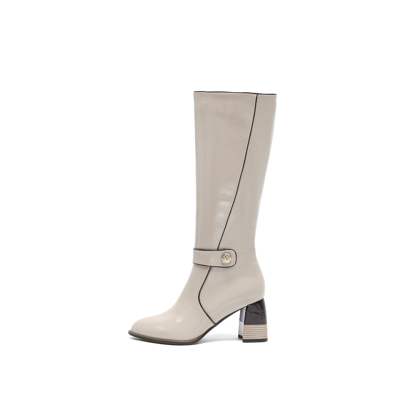 RANDI BEIGE PATENT BOOT