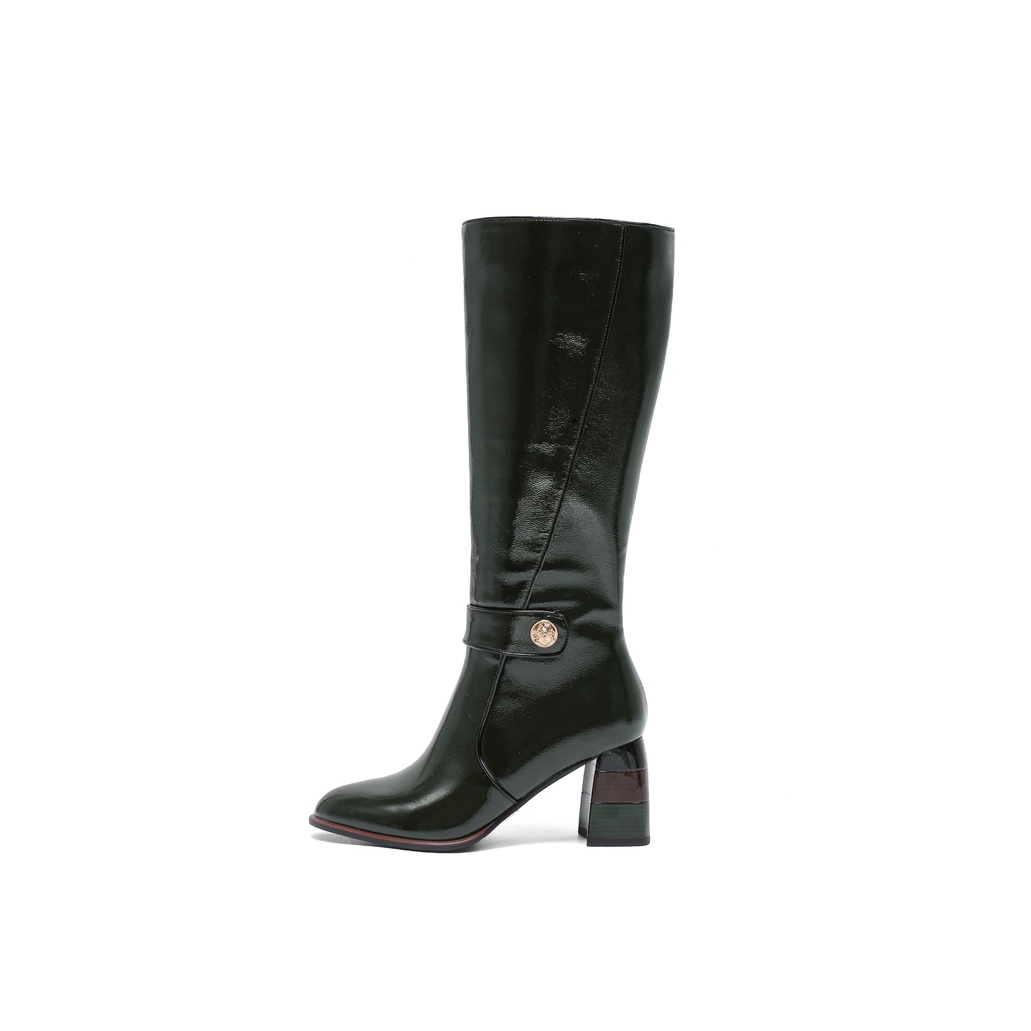 RANDI OLIVE PATENT BOOT