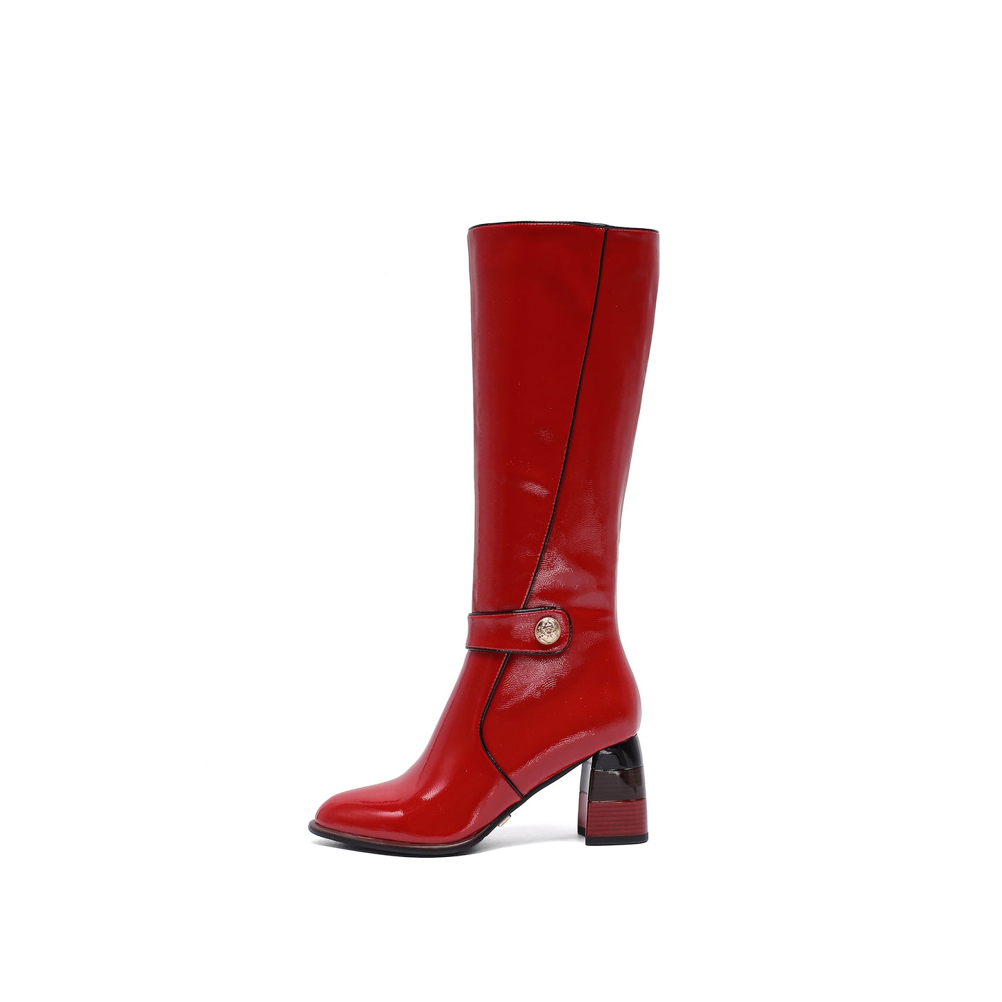 RANDI RED PATENT BOOT