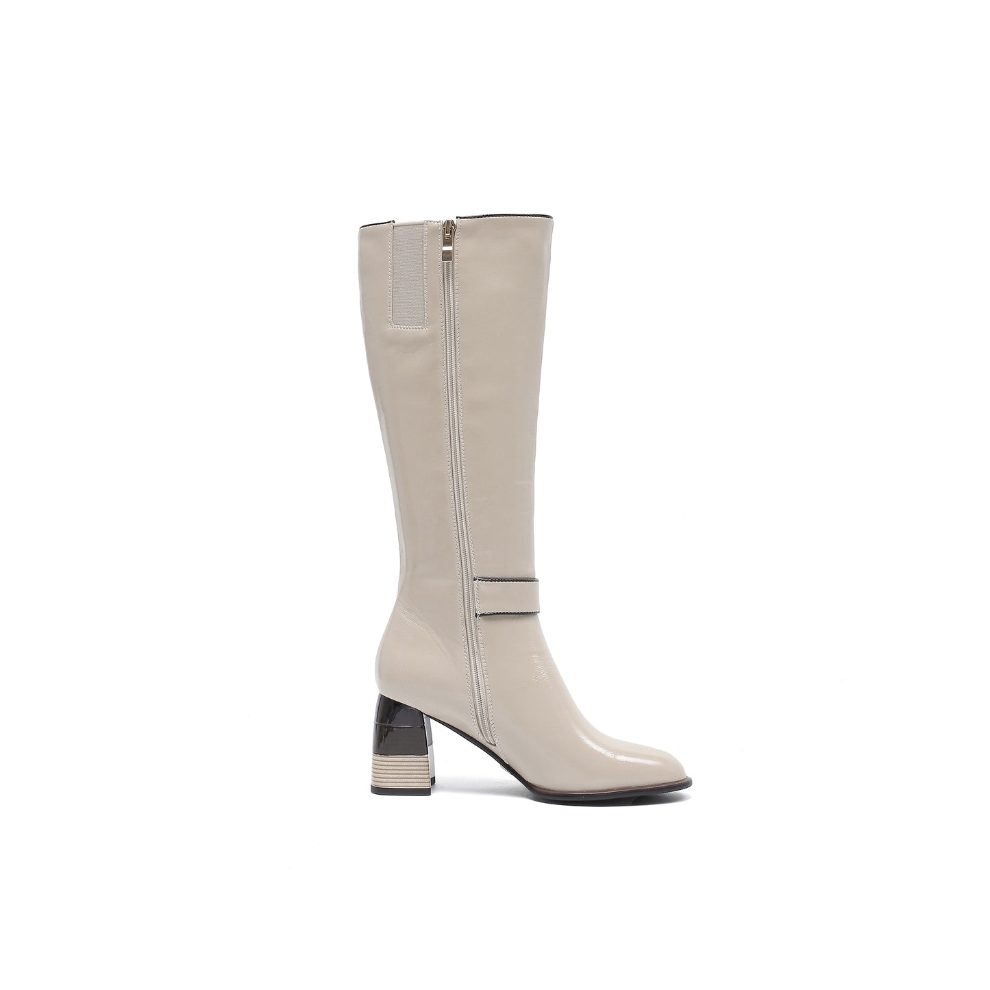 RANDI BEIGE PATENT BOOT