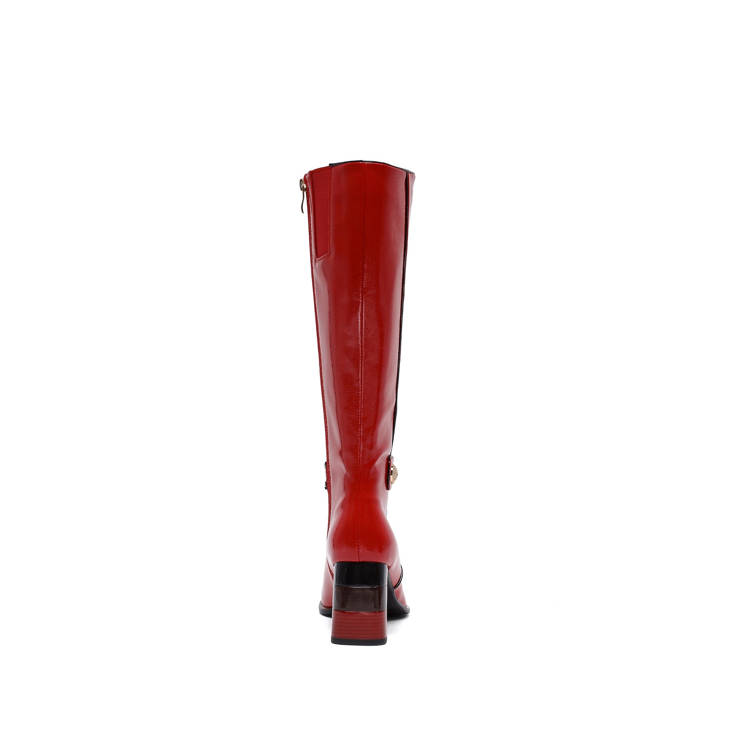 RANDI RED PATENT BOOT