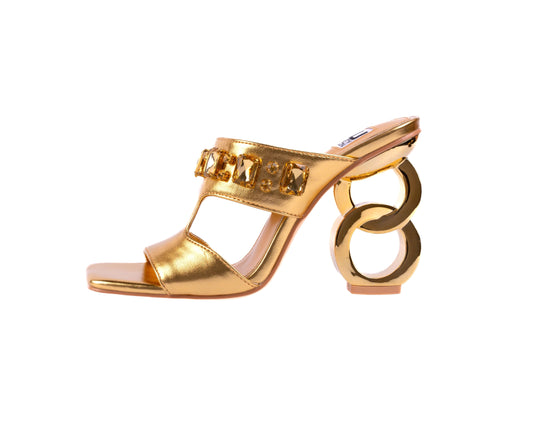 EMBELLISHED GOLD SLIDE HEEL (NEW ARRIVAL)