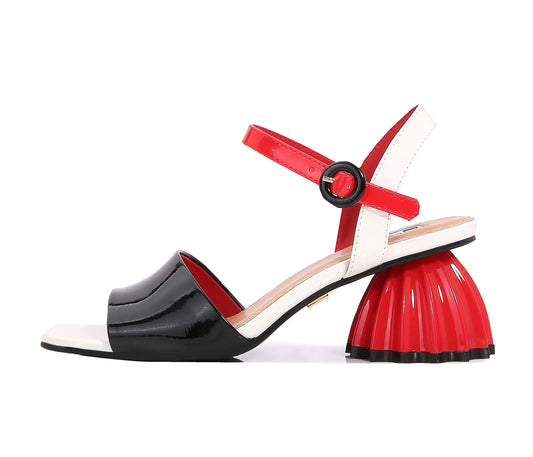SEASHELL BLACK BLOCK HEEL